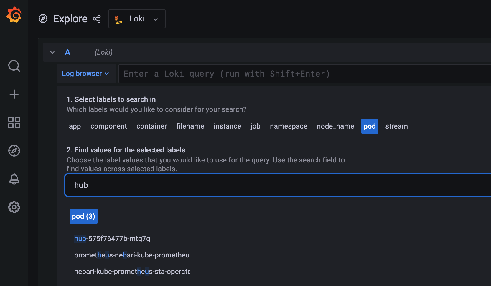 Grafana Select Loki