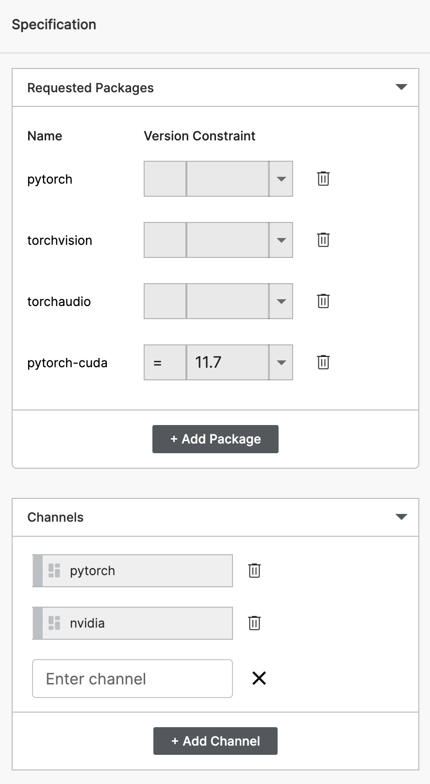 conda-pytorch-specification