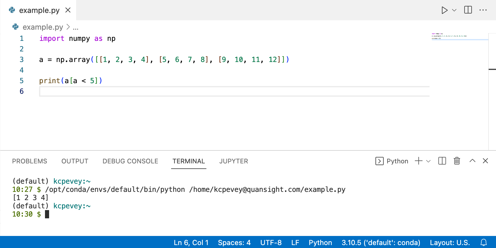 VS Code view output